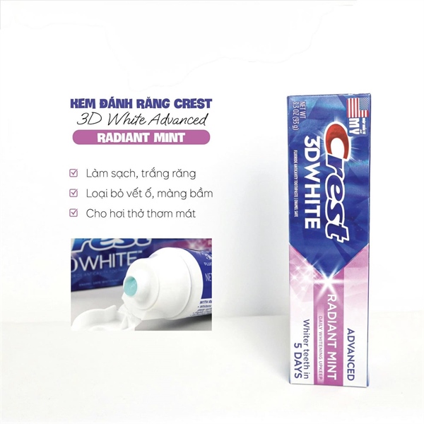 Kem đánh răng Crest 3D White 93g