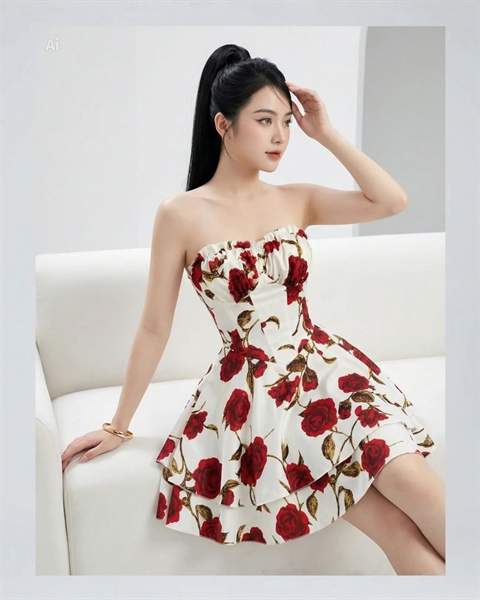 Váy Mini Cúp Ngực SHI Nữ Họa Tiết Boutique