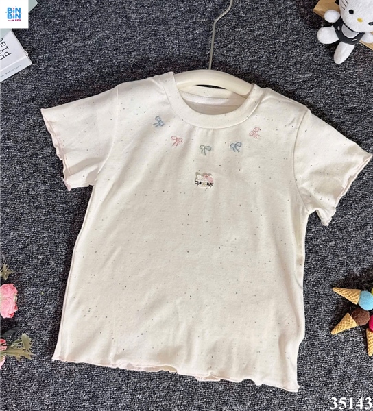 35143-Áo Kem Thêu Nơ Kitty