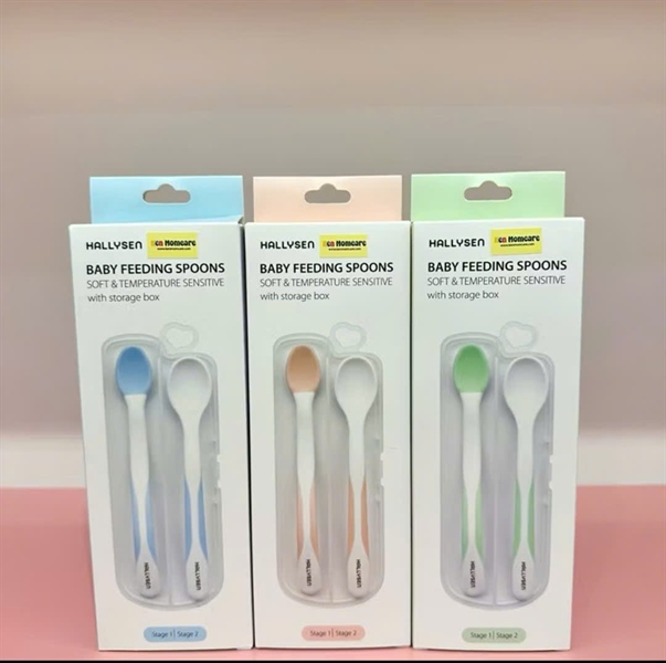 Bộ thìa đầu mềm cảm biến nhiệt Hallysen hồng