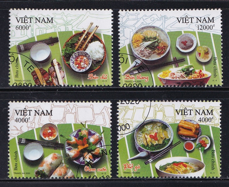 Bộ 4 Tem Bưu Chính Việt Nam - Ẩm Thực Việt Nam 2020 (4) | Used/CTO