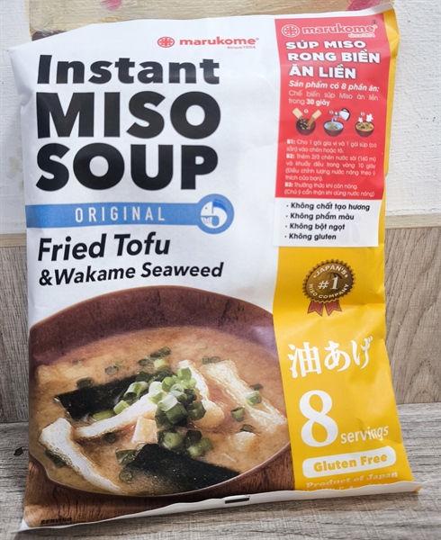 (Nhật Bản) 👉 Súp miso Marukome đậu hũ Chiên và rong biển Wakame 👉 152g