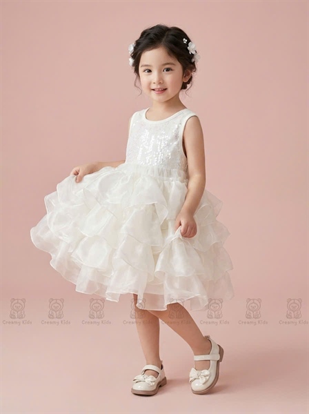 Váy cc tầng bồng + nơ Sarah 2608