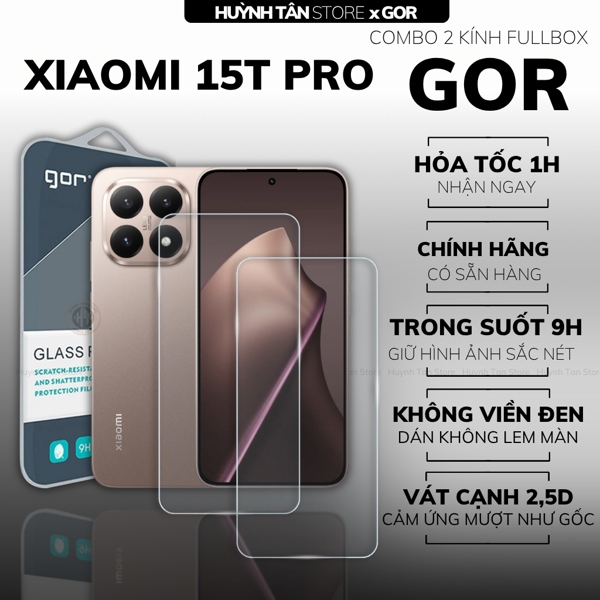 COMBO 2 KÍNH CƯỜNG LỰC MI 15T PRO TRONG SUỐT CHÍNH HÃNG GOR