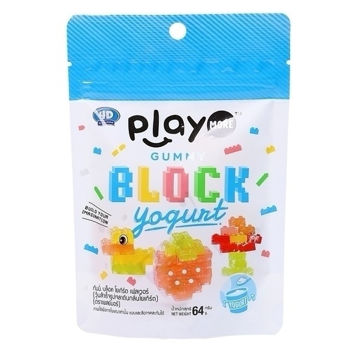 Kẹo dẻo xếp hình play more block vị yogurt 64GR