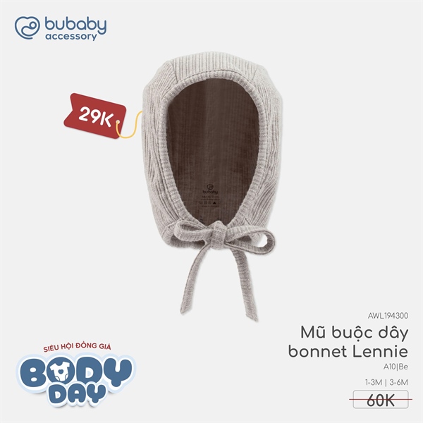 Mũ Buộc dây bonnet Lennie Bubaby - Be