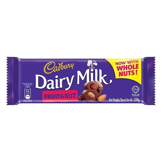 Sô-cô-la trái cây và hạt Cadbury Dairy Milk 80g