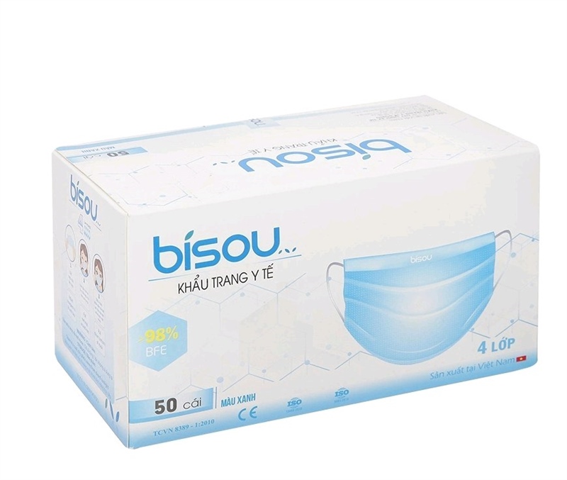 Khẩu Trang y tế bisou xanh người lớn