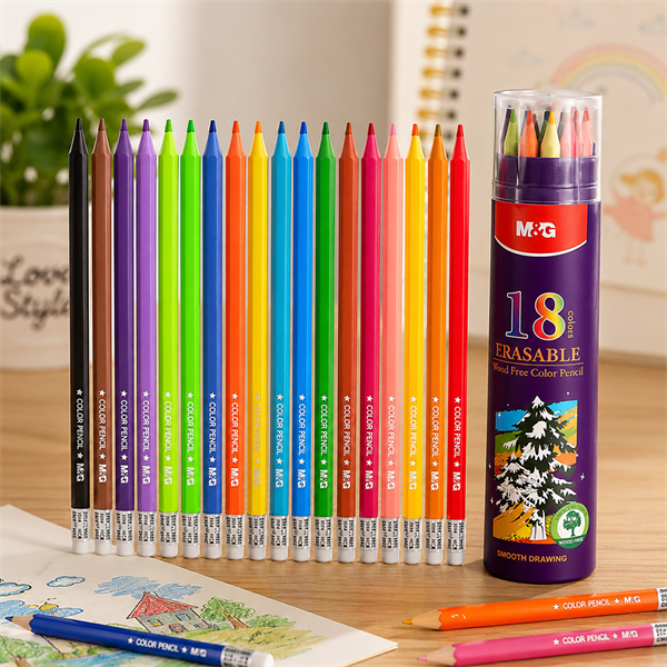 Bút Chì M&G 18 Màu AWPQ0526 Có Thể Tẩy – Hộp Tròn Cao Cấp