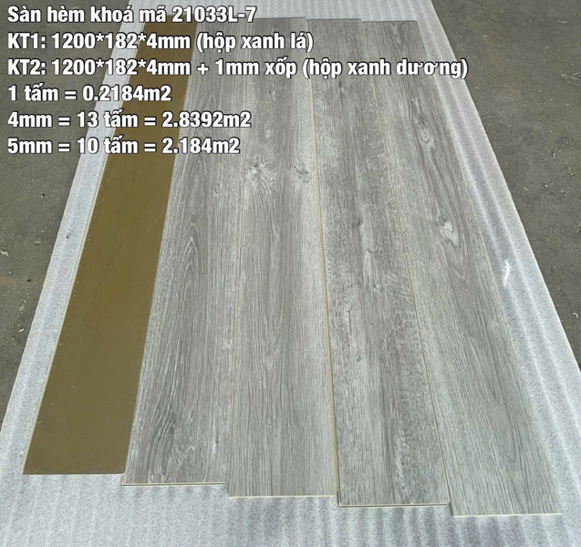 SÀN NHỰA HÈM KHÓA 4MM (1200x182x4MM) - H21033L-7 - KÈM XỐP TRẮNG