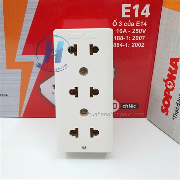 Ổ Cắm Điện 3 Lỗ Gắn Táp Lô E14 SOPOKA