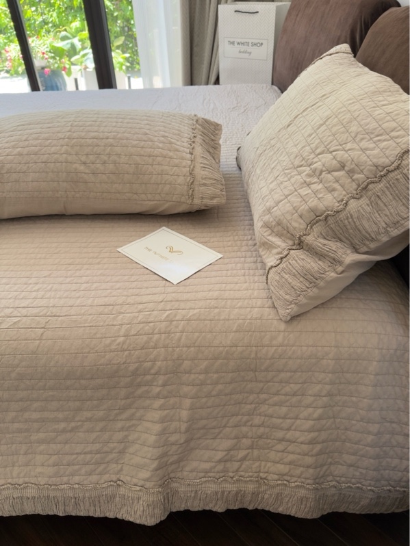 Bộ chần 3 món “Thư An” | Cotton Enzyme mài cát - nâu cà phê sữa