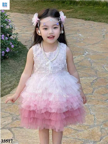 35517-Đầm SN hồng loang