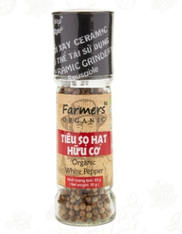 Tiêu sọ hạt hữu cơ FARMERS hũ thủy tinh 55g Vipep