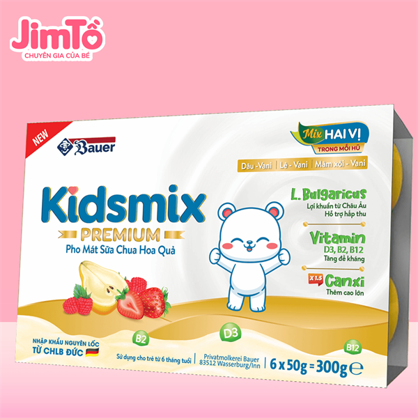 Phô mai hoa quả Kidsmix Premium lốc 6 (6M+)