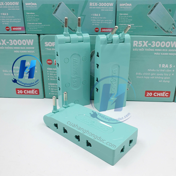 Ổ Chia Điện 5 Lỗ Dẹp Cổ Xoay 3000W R5X-3000W SOPOKA