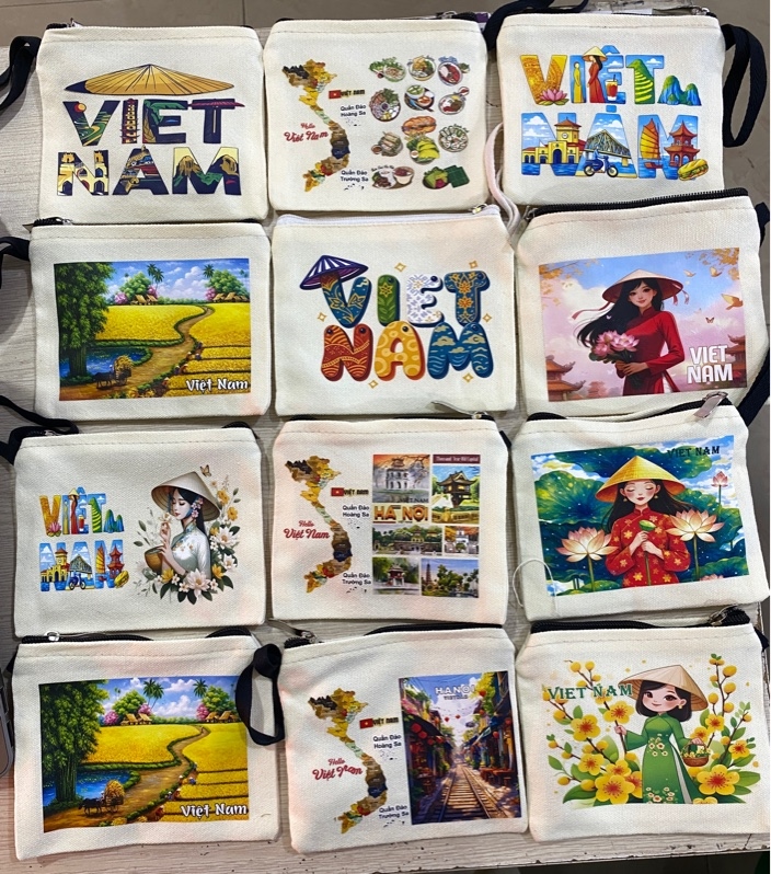 Ví vải thô đen trắng in ảnh bé - Card purse - Usd 0.8