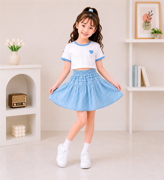 CHÂN VÁY HỌA TIẾT XẾP LI TẦNG