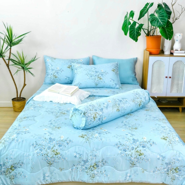 Bộ drap 4 món Tencel 50s họa tiết trầm bích