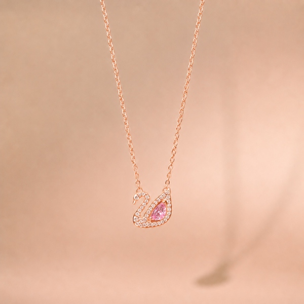 Dây Chuyền Nữ Swan Rose Gold Bạc S925 Xi Vàng Hồng 18K Thiết Kế Cao Cấp