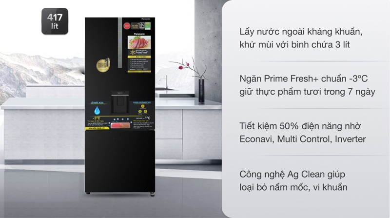 Tủ lạnh Panasonic Inverter 417 lít NR-BX471GPKV - Việt Nam