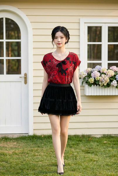 M7130NEW - Chân váy tiểu thư xòe lưng thun