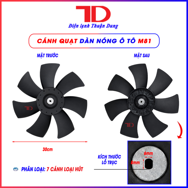 Cánh quạt nhựa 7 cánh đường kính 30cm Model: JP-B-7BX/12, cánh hút m81 (45 c/t)