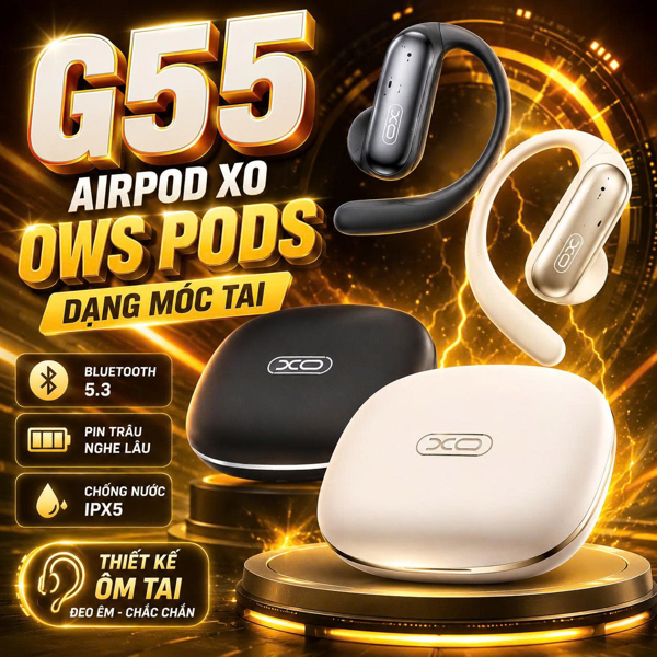 Airpod XO G55 OWS Pods Dạng Móc Tai - Be