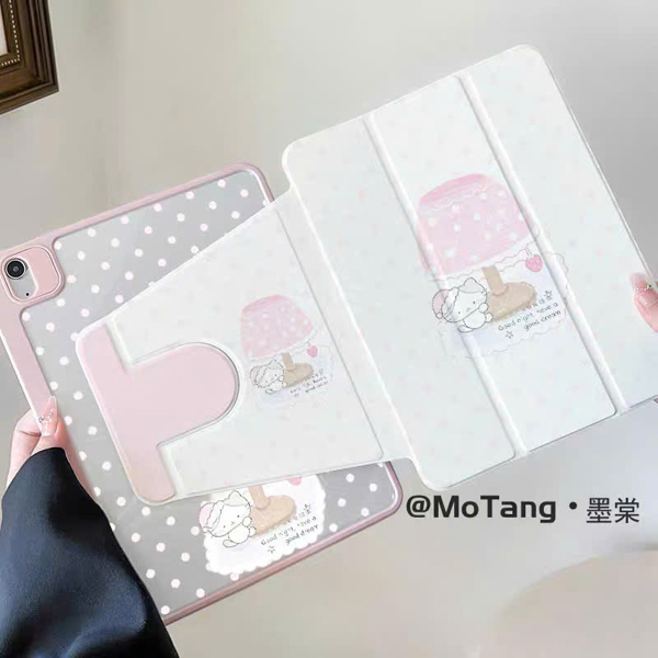Case Ipad Trắng Đèn Bàn Hình Mèo - Air 6/7