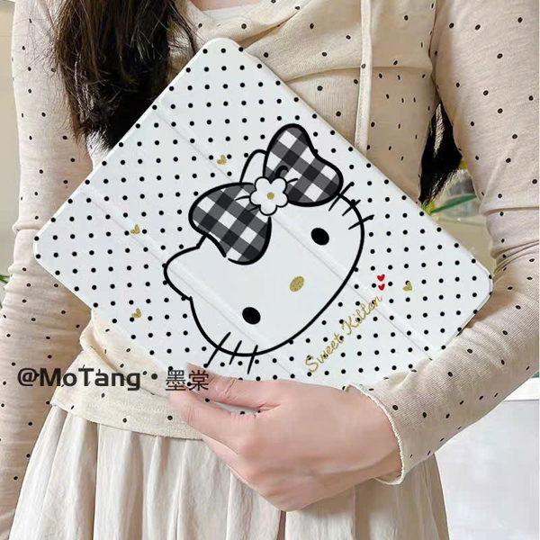 Case Ipad Chấm Bi Kitty Nơ Đen - 9.7inch
