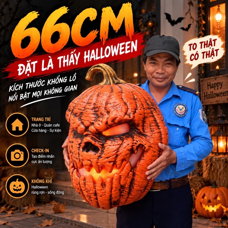 Bí ngô đầu lâu ma Halloween 51x66cm