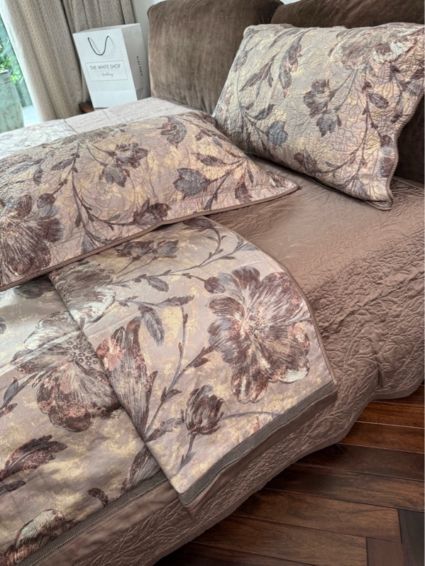 Bộ ga chần Vip "Mao Lương Thiên Mộng" | Cotton sợi đôi - Cây hoa to - Tím khói - LX45