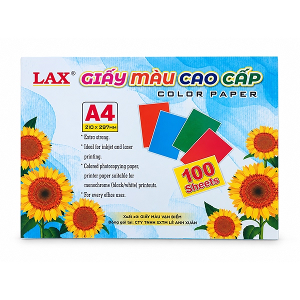 Giấy màu A4 LAX màu trắng – 100 tờ/xấp