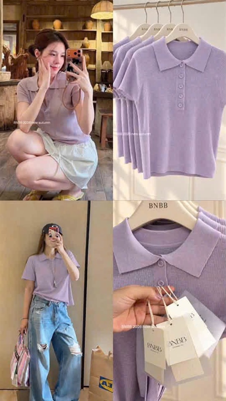 Áo dệt kim tím