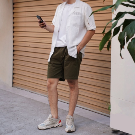 Quần short kaki 4pocket rêu