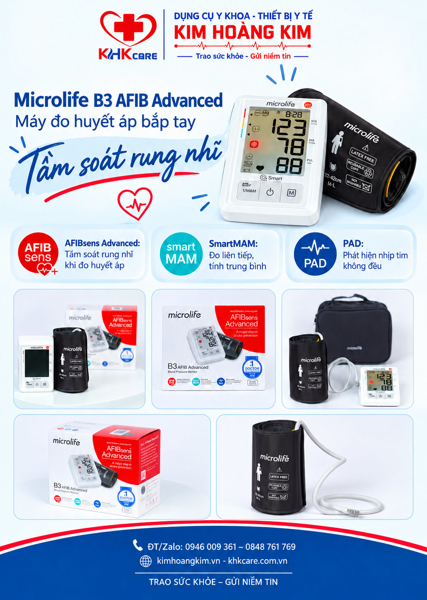 Máy đo huyết áp bắp tay Microlife B3 Afib Advanced - New (bao đo định hình)