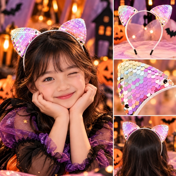 Bờm tai mèo Sequin Hologram