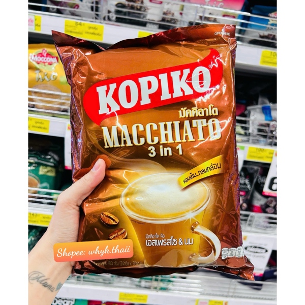 Cà Phê Sữa hòa tan Kopiko Macchiato 3in1 Thái Lan 400gr (20 gói nhỏ)
